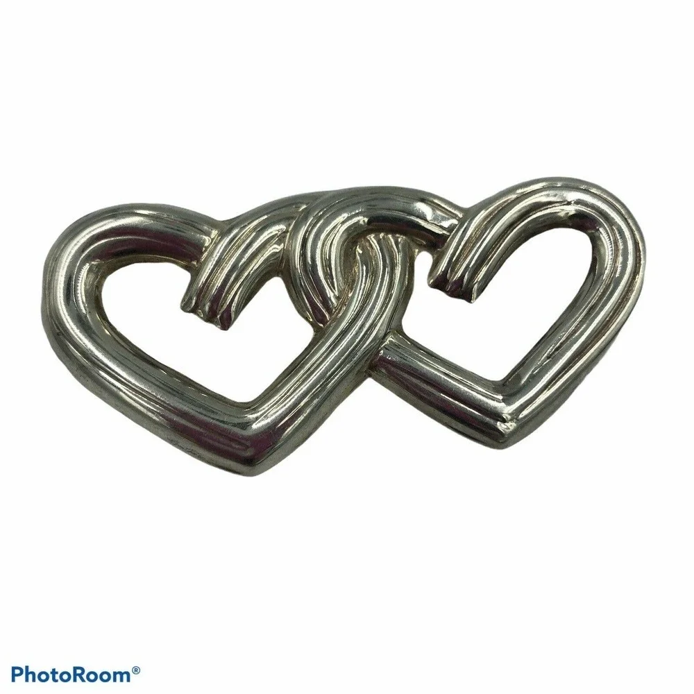 Sterling Silver MEXICO TAXCO Hearts Brooch - Picture 3 of 9